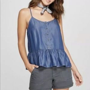 Universal Thread Polka Dot Chambray Tank Top